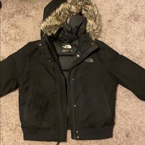North Face Black Bomber Style Down Coat